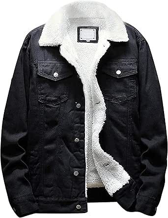 Black fur denim jacket