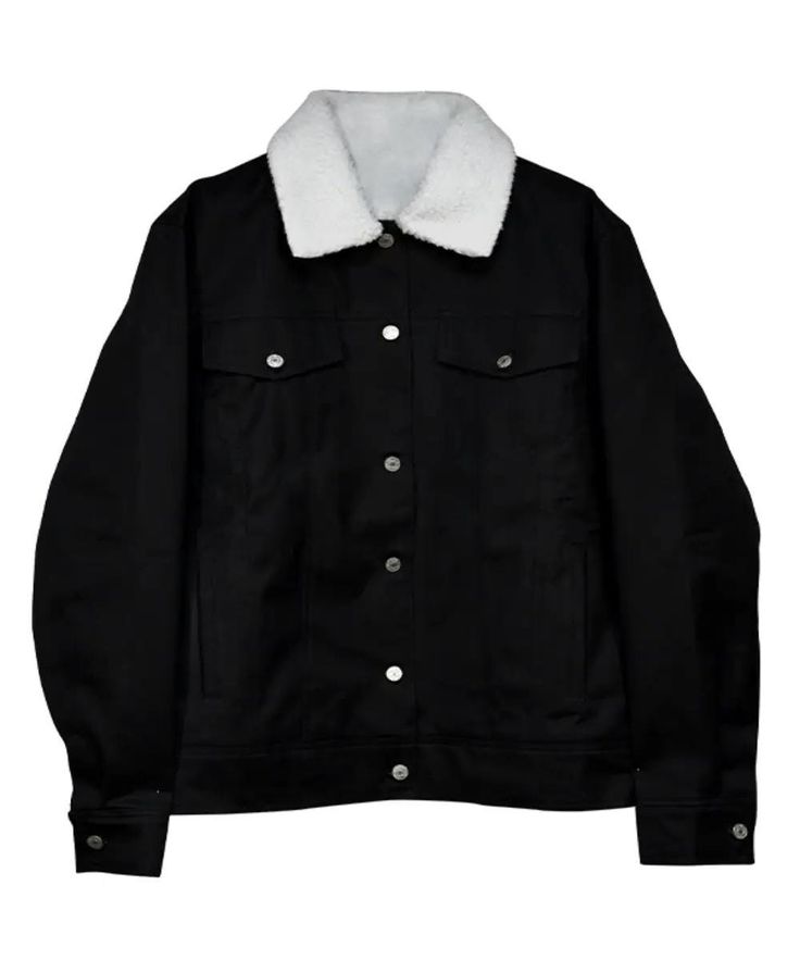 Black fur denim jacket thumbnail 2
