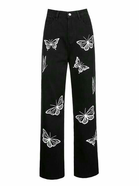 Butterfly printed jeans